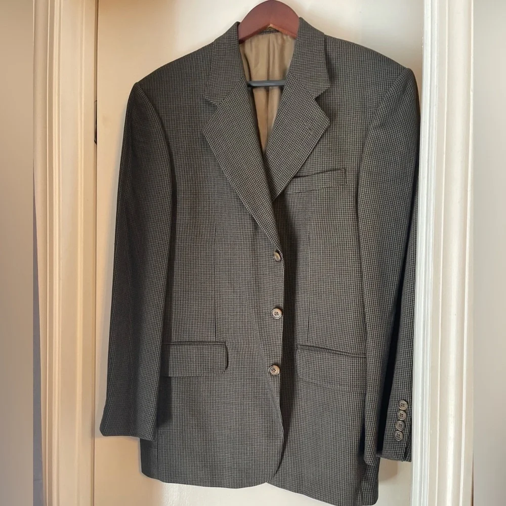 Oscar de la Renta Vintage 100% wool Black Houndstooth 40R Sport Jacket